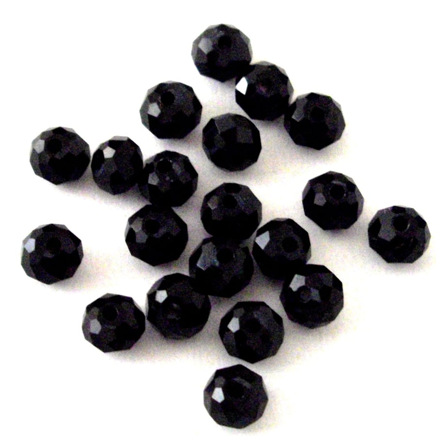 20 x Black Faceted AB Crystal Rondelle Beads