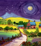 Cottage In The Moonlight, Brecon Beacons, Wales, A3 in 20 x 16'' Mount - Image 1
