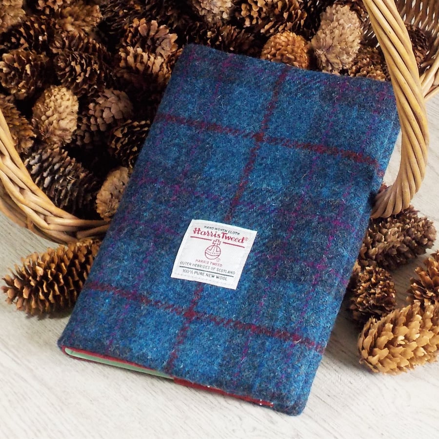 Harris tweed covered A5 notebook journal blue and purple diary