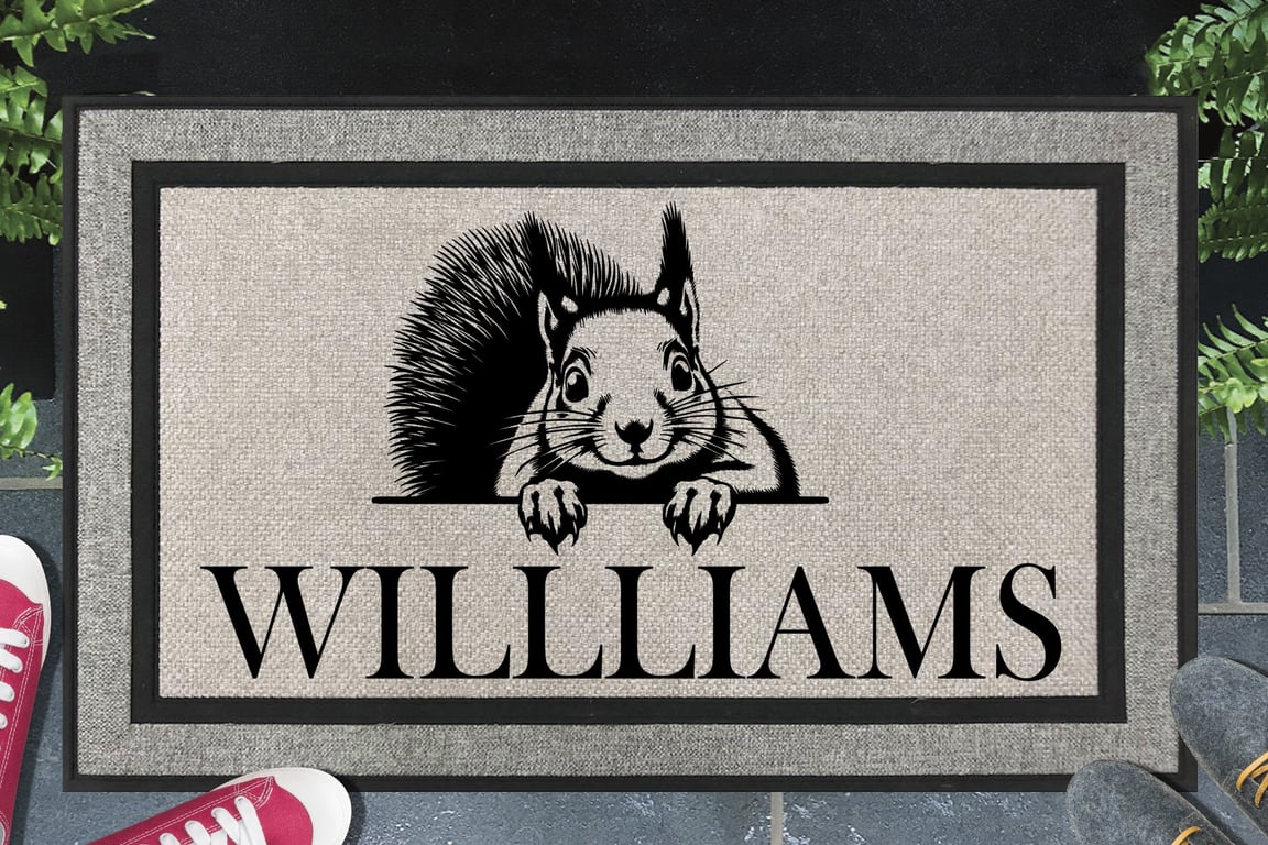 Squirrel Door Mat - Personalised Red Squirrel - All Weather Doormat - 45x70cm 