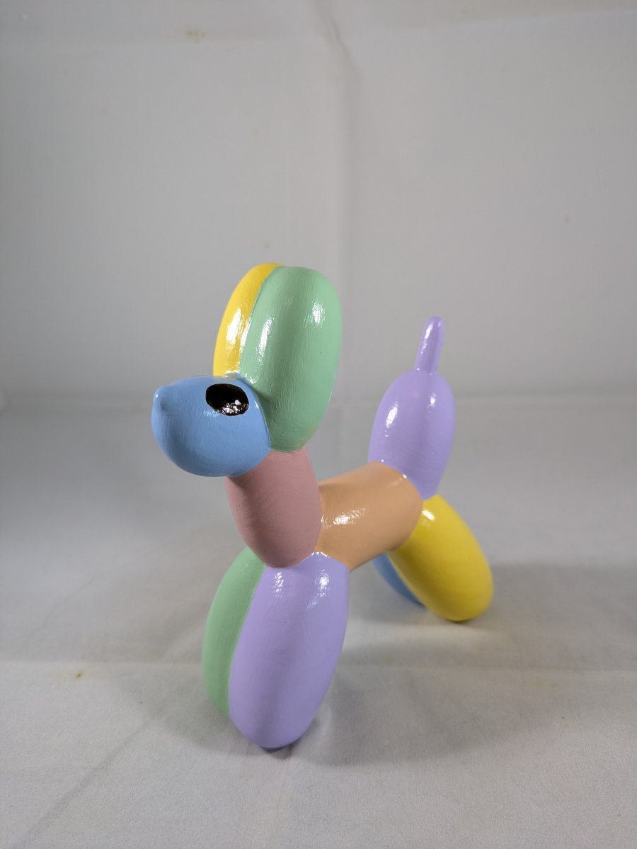 Ceramic Pastel Rainbow Novelty Balloon Dog Puppy Animal Ornament Decoration.