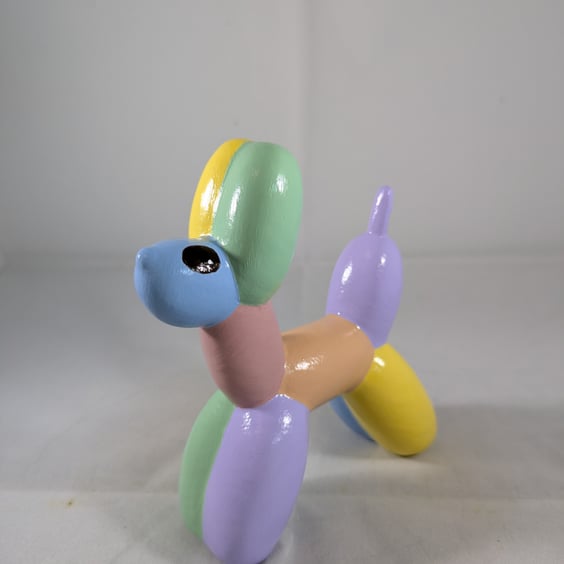 Ceramic Pastel Rainbow Novelty Balloon Dog Puppy Animal Ornament Decoration.
