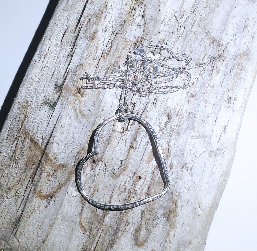  Handmade Sterling Silver Heart Pendant Necklace - UK Free Post