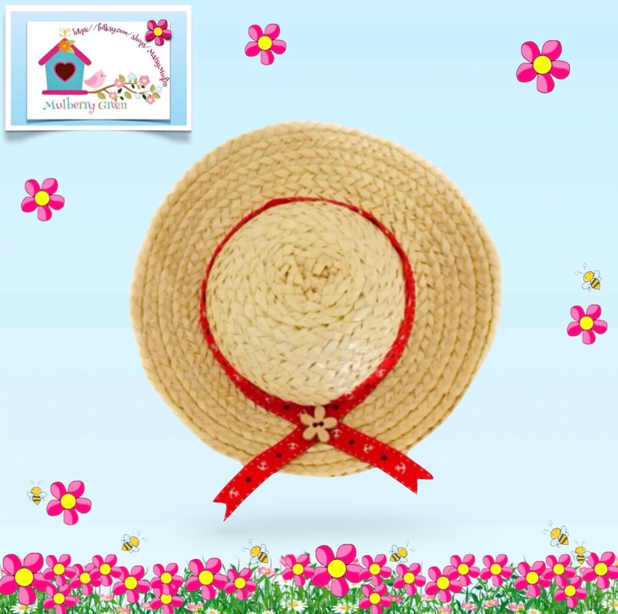 Red Anchors Sun Hat to fit the Mulberry Green characters 