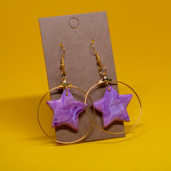 Star Circle Earrings