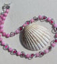 Pink Morganite & Magenta Pink Agate Gemstone Silver Heart Beaded Necklace