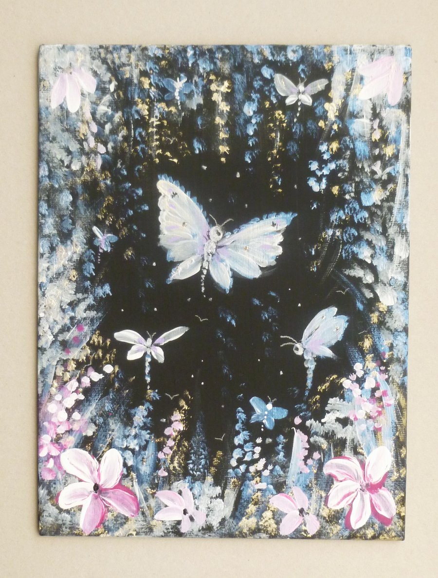 SALE original art acrylic butterfly fantasy painting ( ref F 647.B3 )