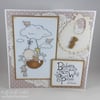 Neutral, handmade new baby card - cloud basket