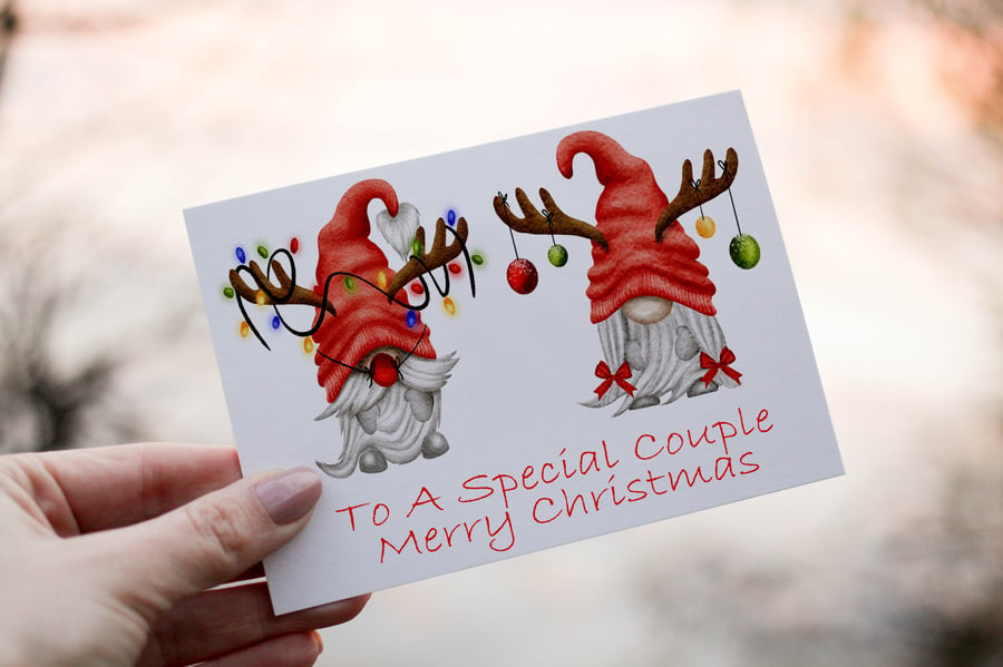 Special Couple Merry Christmas Gnome Christmas Card, Couple Christmas Card