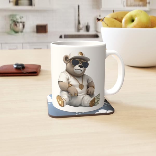 PERSONALISED COFFEE MUG COOL TEDDY BLING