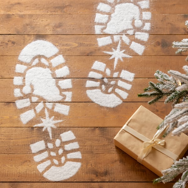 Santa Boot Print Stencil Template – Reusable Footprint Stencil for Fake Snow 