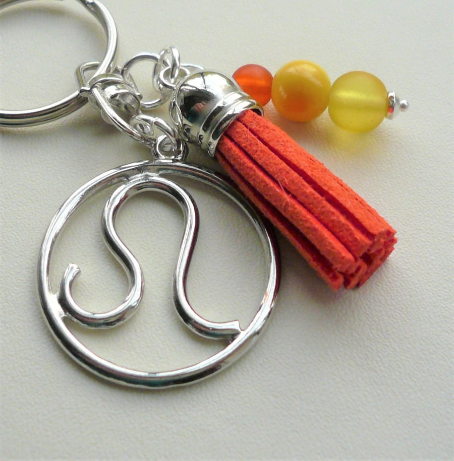Leo The Lion Star Sign Zodiac Tassel Keyring or Bag Charm  KCJ2406