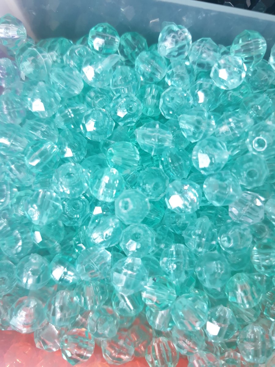 100 pale mint green coloured faceted beads