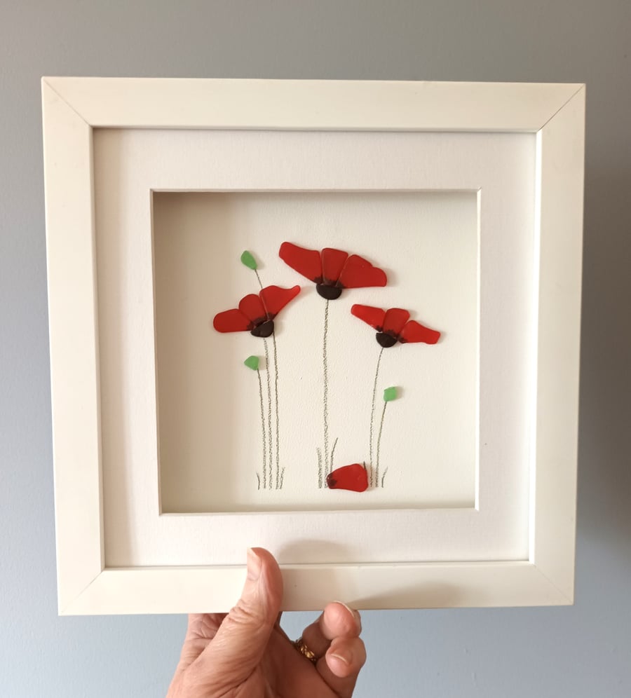 Sea Glass Poppies, Poppy, Unusual Gifts for Her, Made in Cornwall