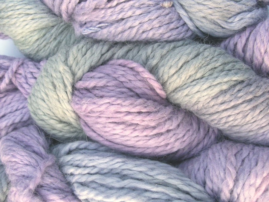 Hand-dyed 100% BABY ALPACA CHUNKY pastel  green lilac blue