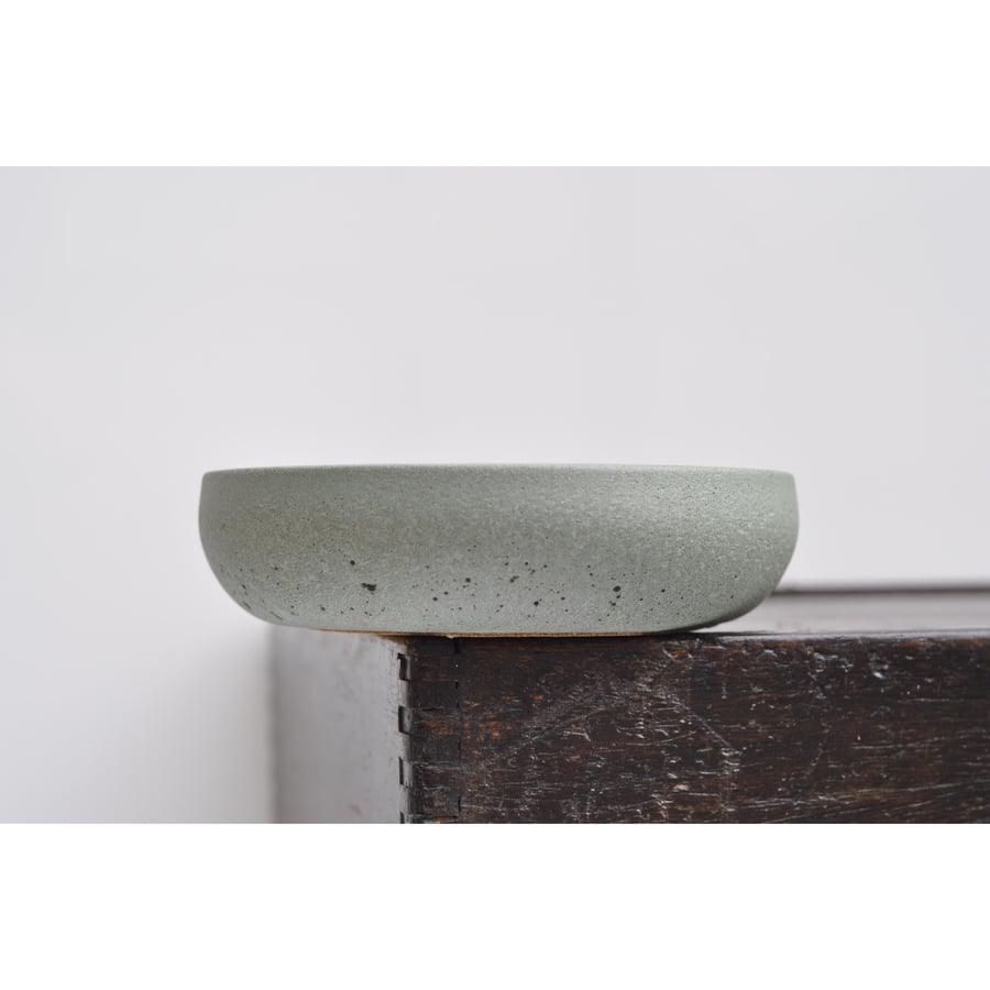 Small Concrete Bowl: Handmade Ash Green Cement Key & Jewelry Dish Textured