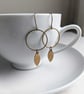 Golden Petals earrings - hoops with little brass leaves - Autumn jewellery - Image 3