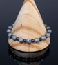 Bracelet grey Druzy and Hematite stretchy handmade  - Image 5