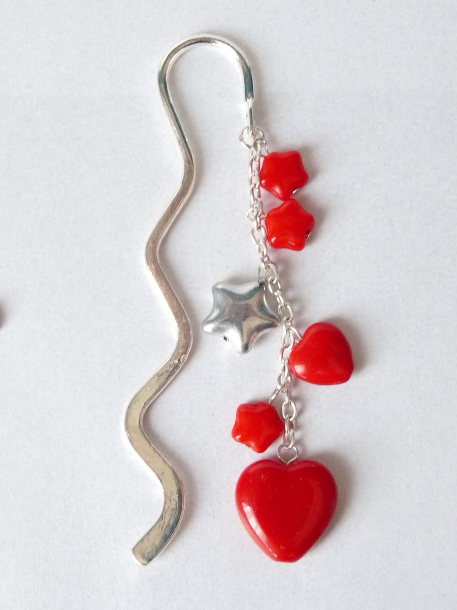 Red Indian Glass Bead Charm Bookmark - Handmade - 13