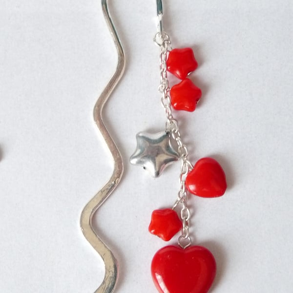 Red Indian Glass Bead Charm Bookmark - Handmade - 13