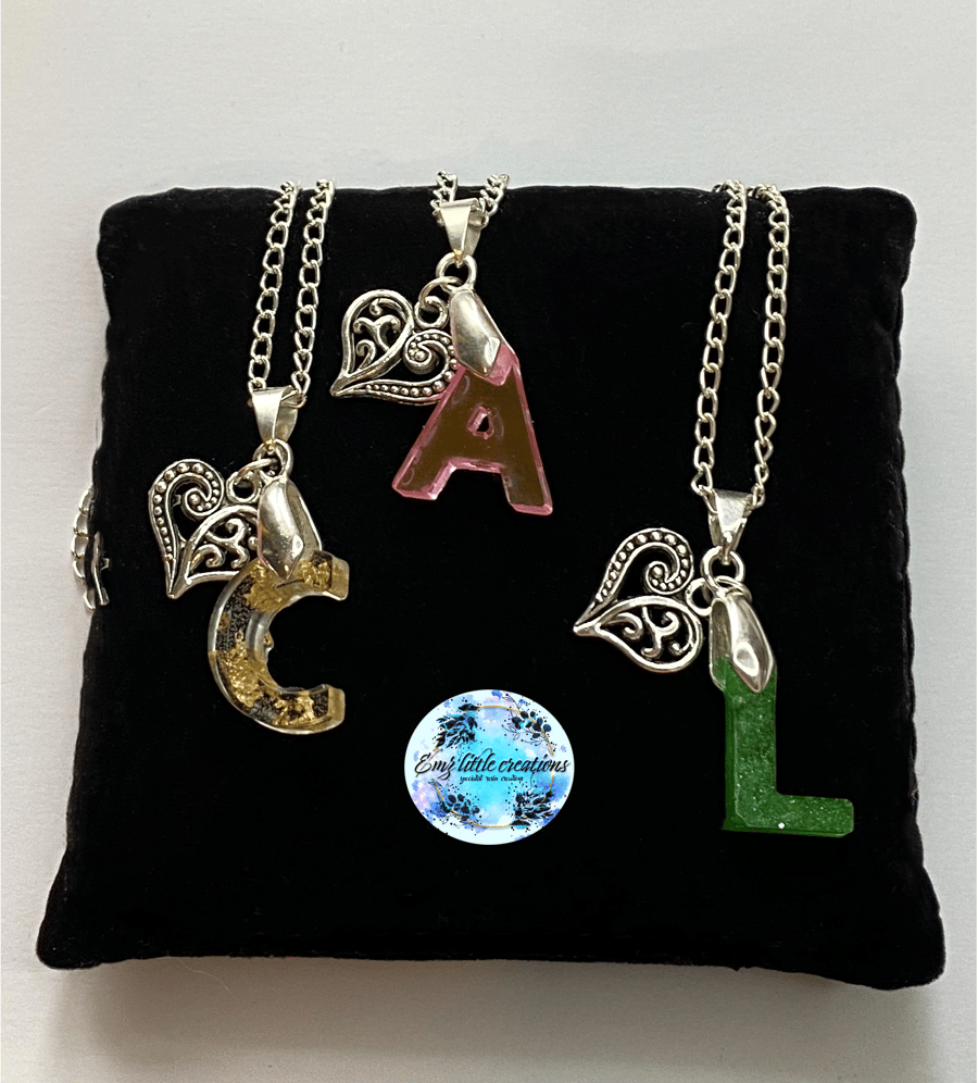 Letter necklace- resin- handmade