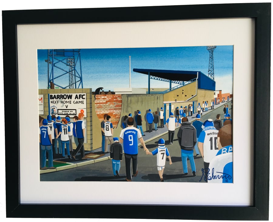 Barrow A.F.C, Holker Street. Framed, High Quality Football Art Print.