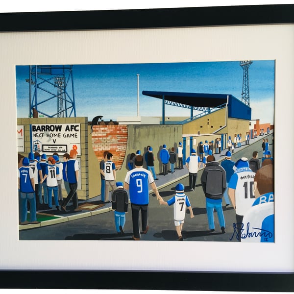 Barrow A.F.C, Holker Street. Framed, High Quality Football Art Print.