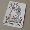 cute bunny and spring flowers - aceo