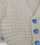 Hand Knitted Cream Baby Cardigan 0-3 Months with Blue Heart Buttons  - Image 5