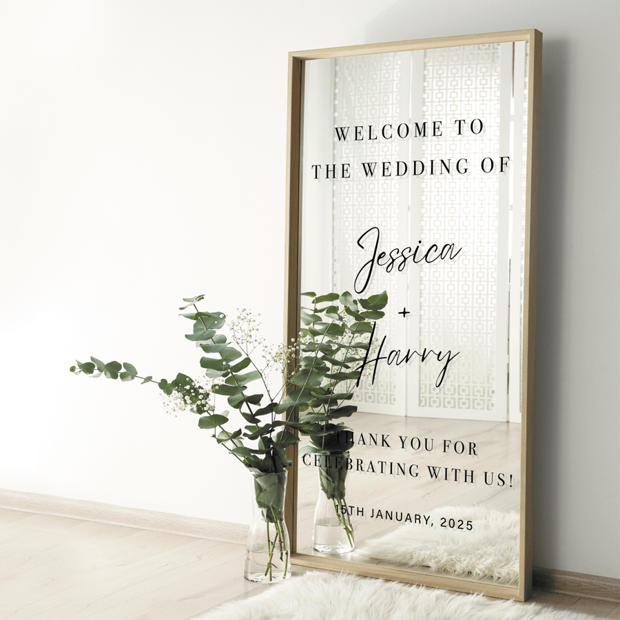 Celebrate With Us - Wedding Sticker: Personalised Decal Wedding Sign Or Mirror
