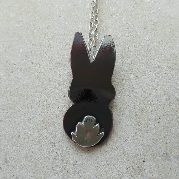 Bunny Rabbit Pendant Necklace with Copper and Sterling Silver.