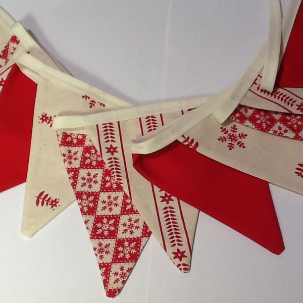 Christmas Bunting - 12 flags Scandinavian Style (12 small flags).