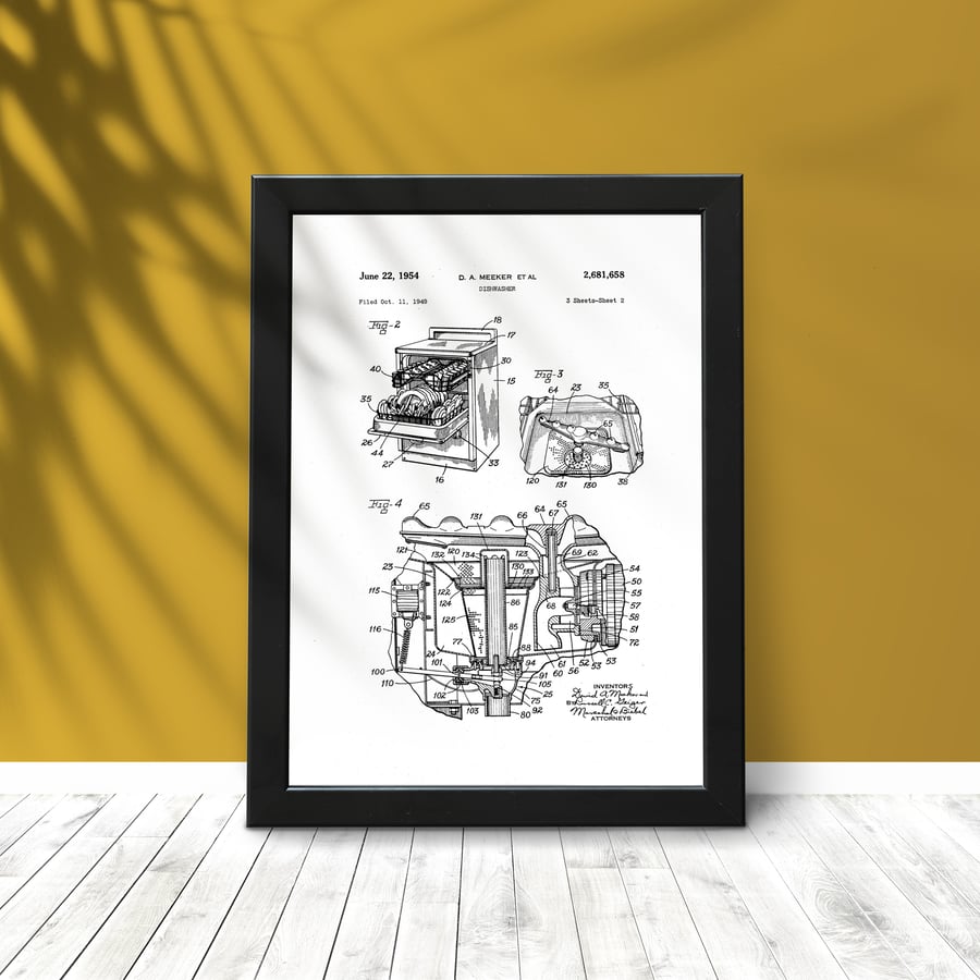 Dishwasher patent drawing print