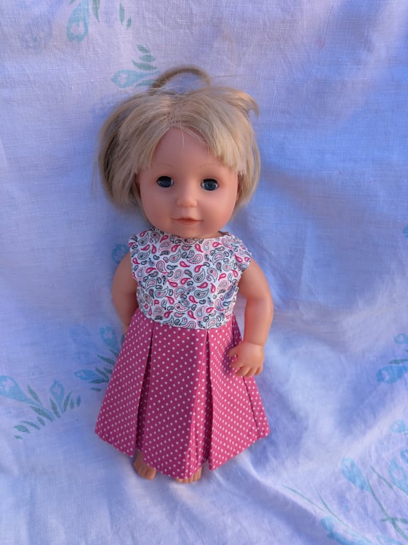 Polka dot pink and paisley Our Generation and Tiny Tears dolls dress 