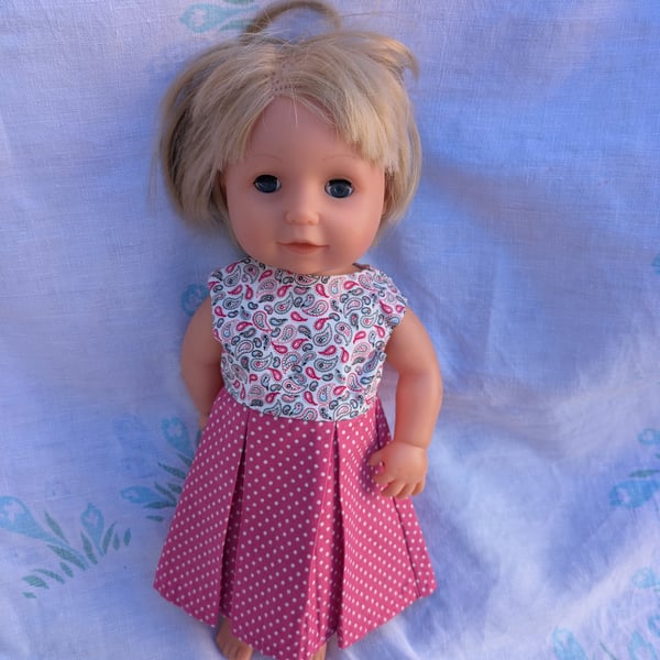 Polka dot pink and paisley Our Generation and Tiny Tears dolls dress 