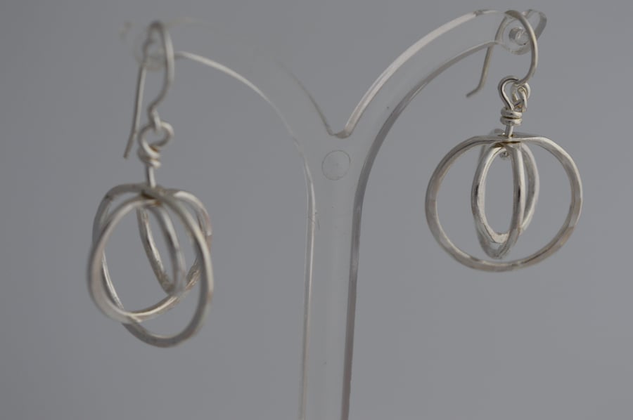 STERLING SILVER "ORBITAL" UNIQUE STATEMENT DANGLE EARRINGS