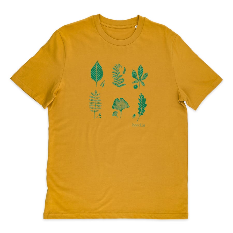 Organic Leafy Tee Mustard Mens T-shirt