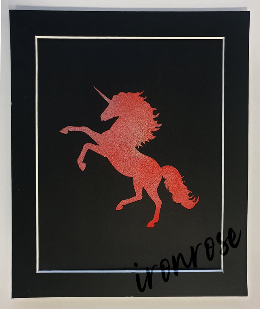 Red Unicorn Art - 12 x 10"