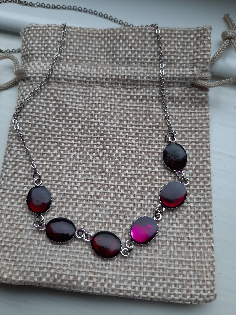 Unique  Purple (oval)  necklace  with chain
