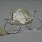 Silver earrings - contemporary oval drop earrings - lightweight 