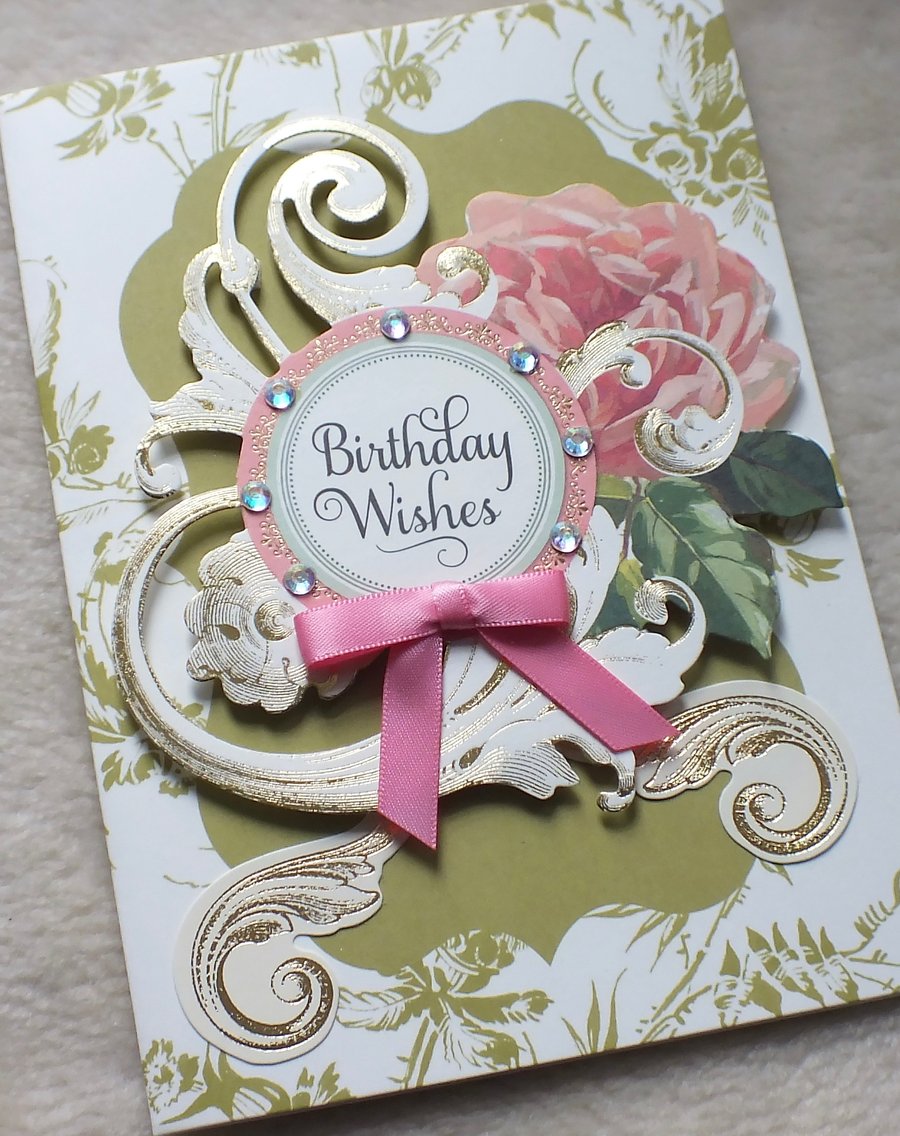 Luxury Handmade Vintage Birthday Card