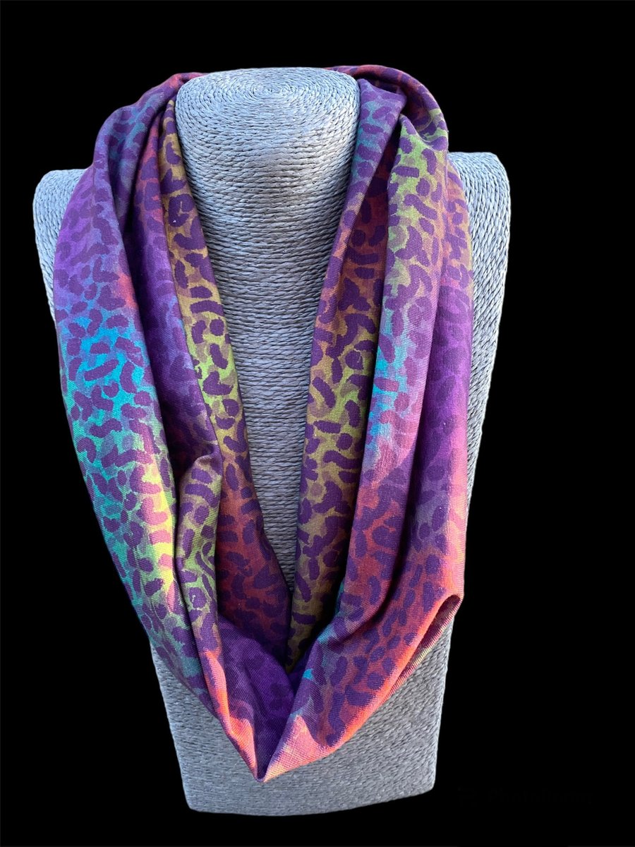 Multicoloured animal print Organic cotton Infinity Scarf