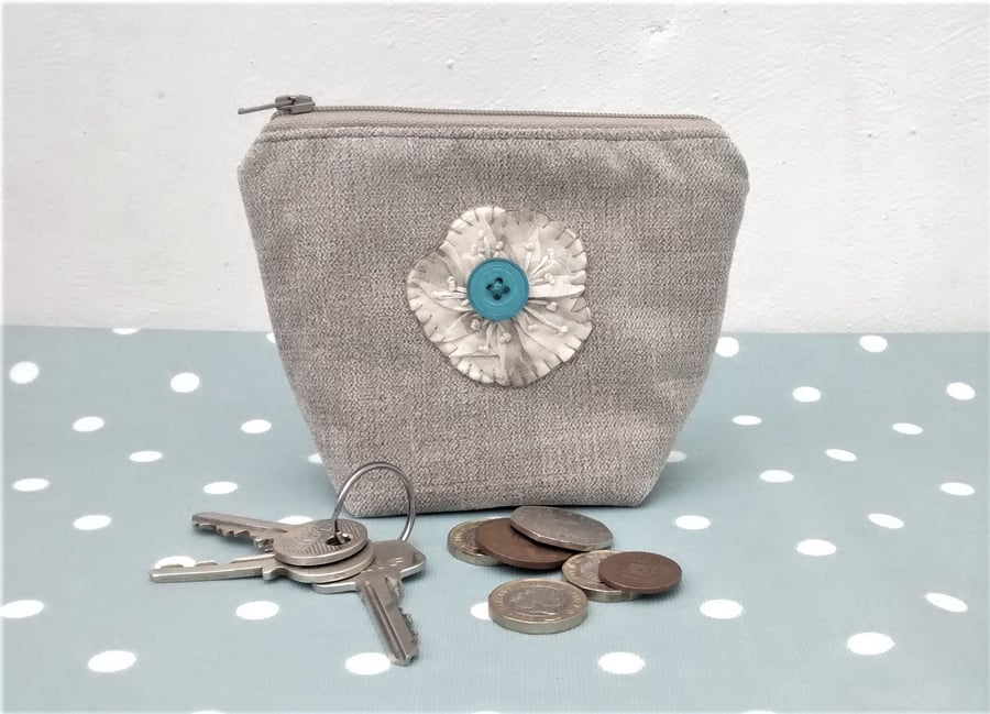 Small Coin Purse with Flower