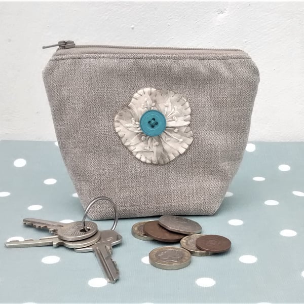 Small Coin Purse with Flower