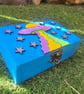 Hand-Painted Rainbow UFO Design Cosmic Keepsake Box with Mirror - Unique Gift  - Image 3