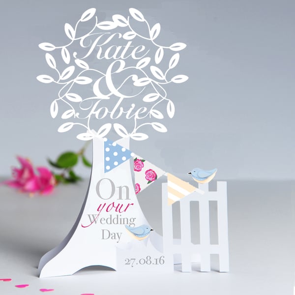 Personalised 3D Popup Paper Cut Wedding,Anniversary,Engagement Card .