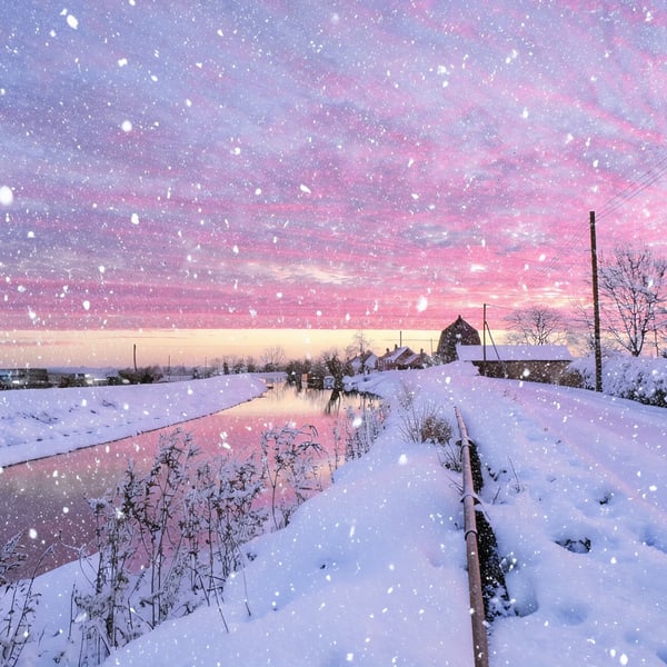 Nordelph Norfolk Sunrise Christmas Greeting Card A5