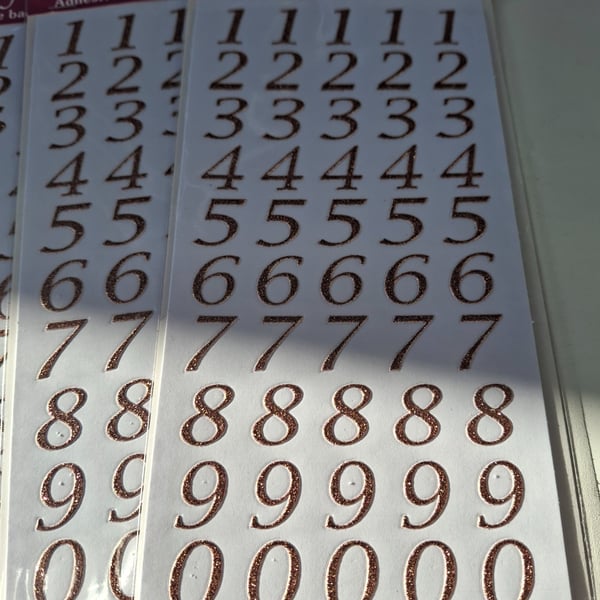 3 Packs Eleganza Craft Stickers Stylised Number Set Rose Gold