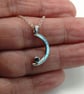 Sapphire crescent moon pendant sterling silver - Image 2