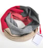 Colourblock Infinity Scarf - Red Orange Grey - Image 2